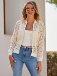 Sosandar Cotton Blend Lace Bomber Jacket