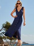 Sosandar Metallic Spot Tie Waist Midi Dress