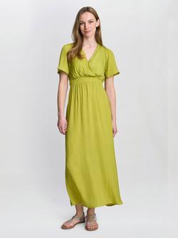 Gina Bacconi Carole V-Neck Short Sleeved Maxi Dress, Lime