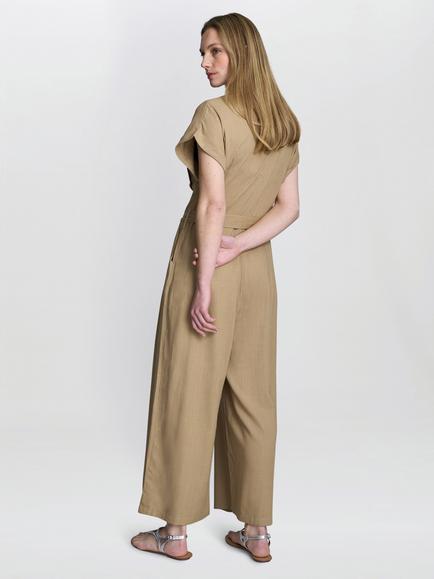 Gina Bacconi Carmela Utility Wide Leg Jumpsuit, Tan - view 2, Tan