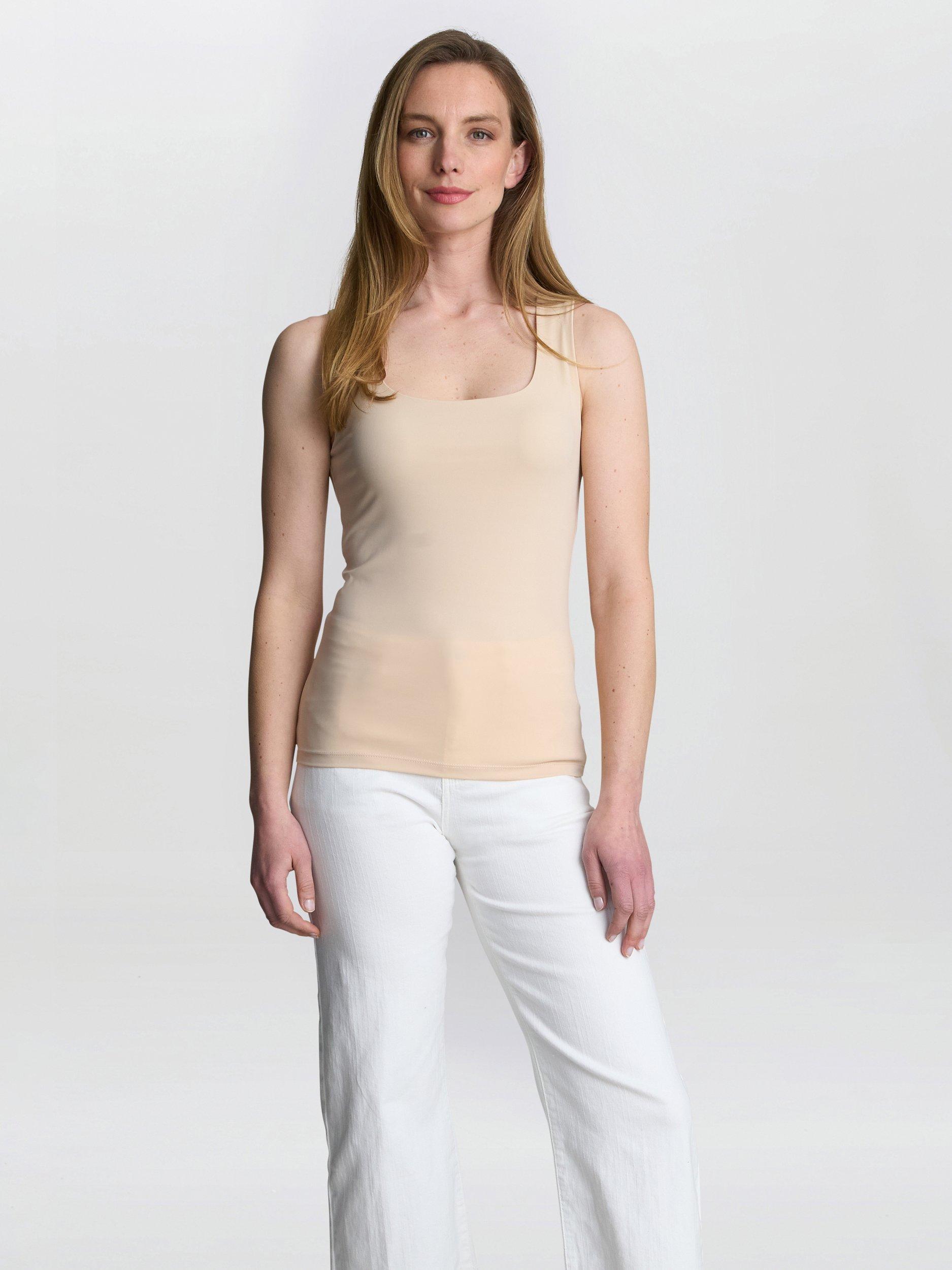 Product image 1 of 4, which shows Gina Bacconi Bettina Sleeveless Square Neck Vest Top, Beige, S-M