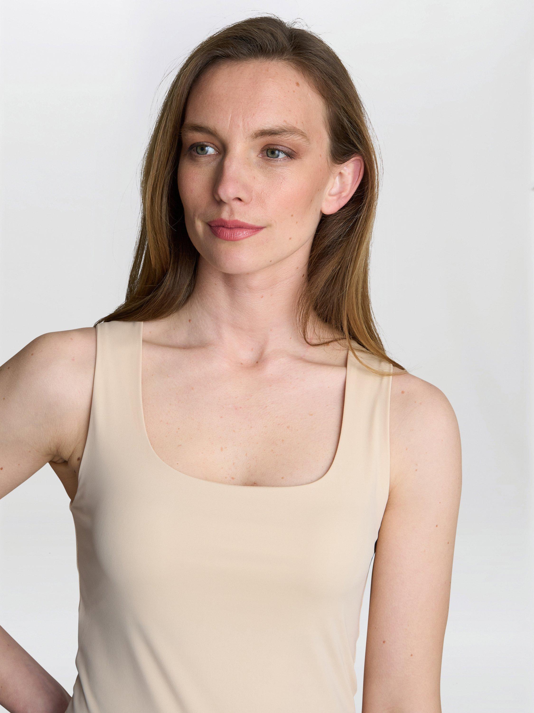 Product image 4 of 4, which shows Gina Bacconi Bettina Sleeveless Square Neck Vest Top, Beige, S-M