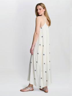 Gina Bacconi Sleeveless Embroidered Seashell Dress, White - view 2, White