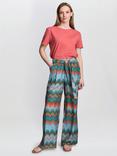 Gina Bacconi Bessie Abstract Print Wide Leg Trousers, Multi