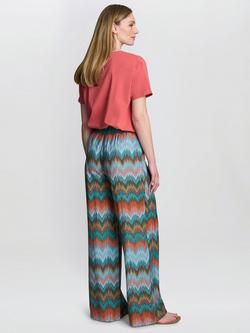 Gina Bacconi Bessie Abstract Print Wide Leg Trousers, Multi - view 2, Multi