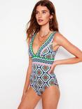 Boden Porto V-Neck Tile Print Swimsuit