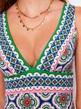 Boden Porto V-Neck Tile Print Swimsuit
