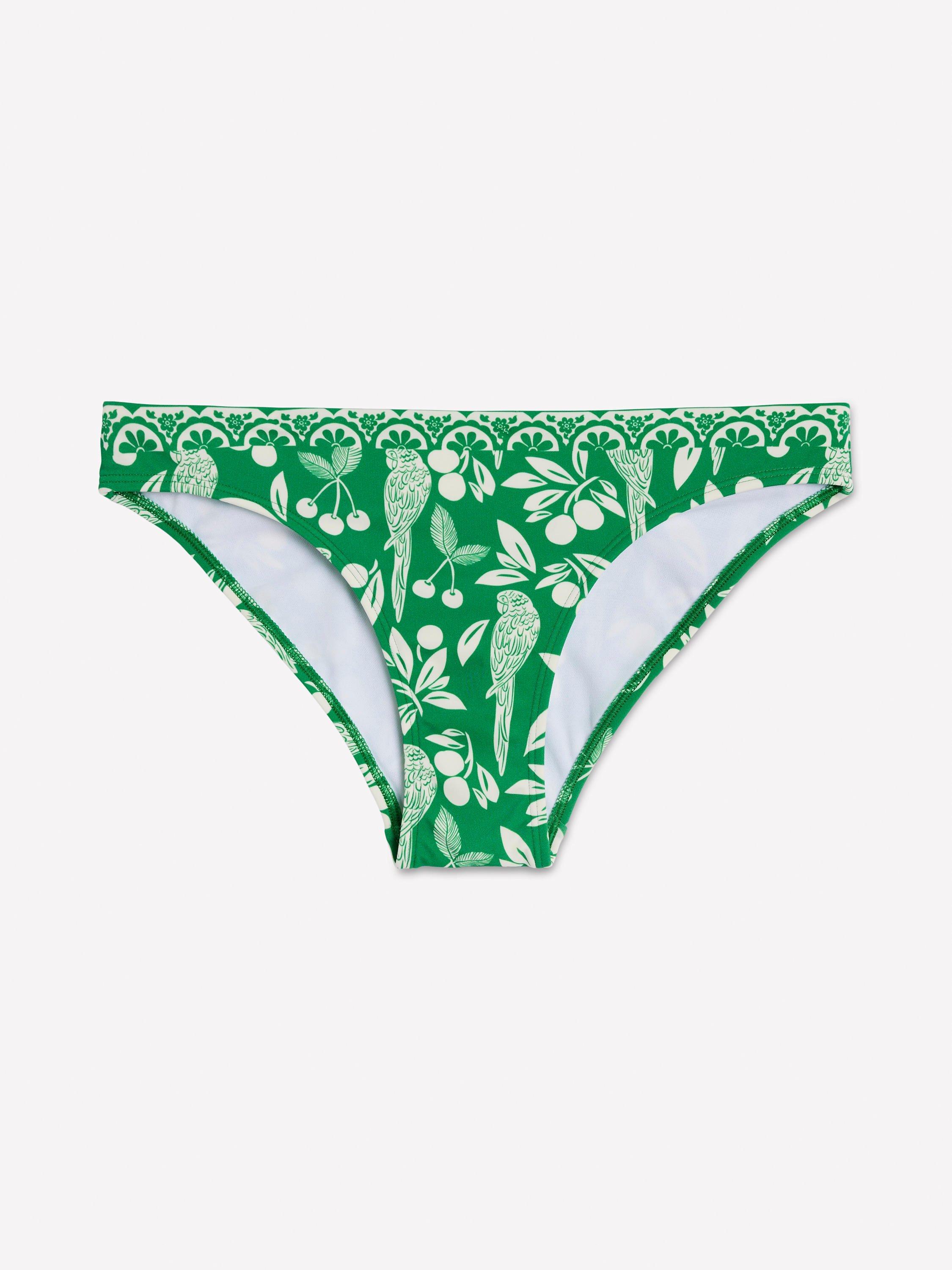 Product image 7 of 8, which shows Boden Classic Floral Bikini Bottoms, Emerald/White, 8