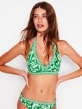 Boden Ios Floral V-Neck Bikini Top, Emerald/Multi