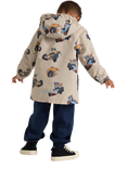 Lindex Kids' Racing Car Print Water Repellent Jacket, Dusty Beige
