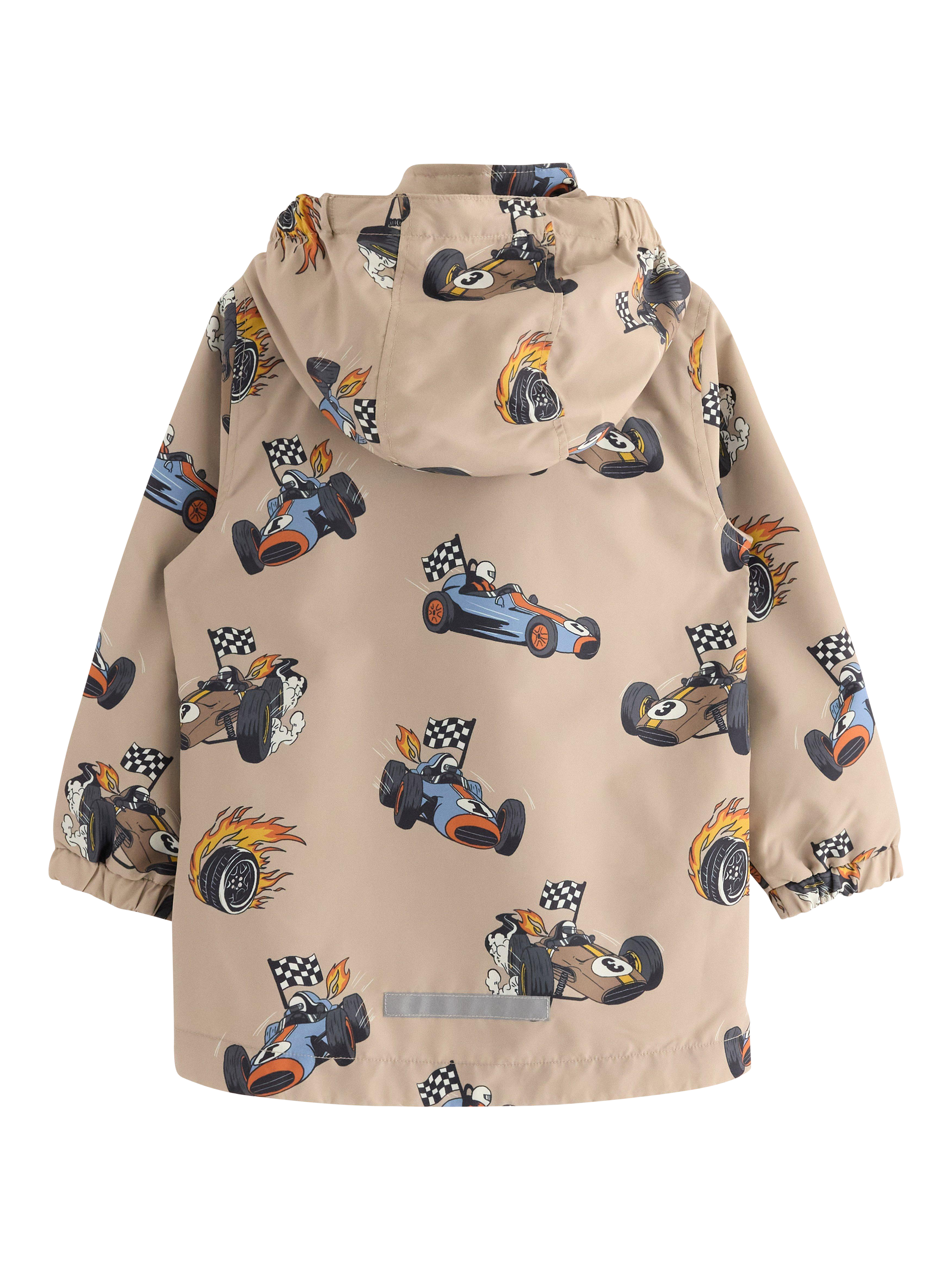 Product image 5 of 6, which shows Lindex Kids' Racing Car Print Water Repellent Jacket, Dusty Beige, 5-6 years