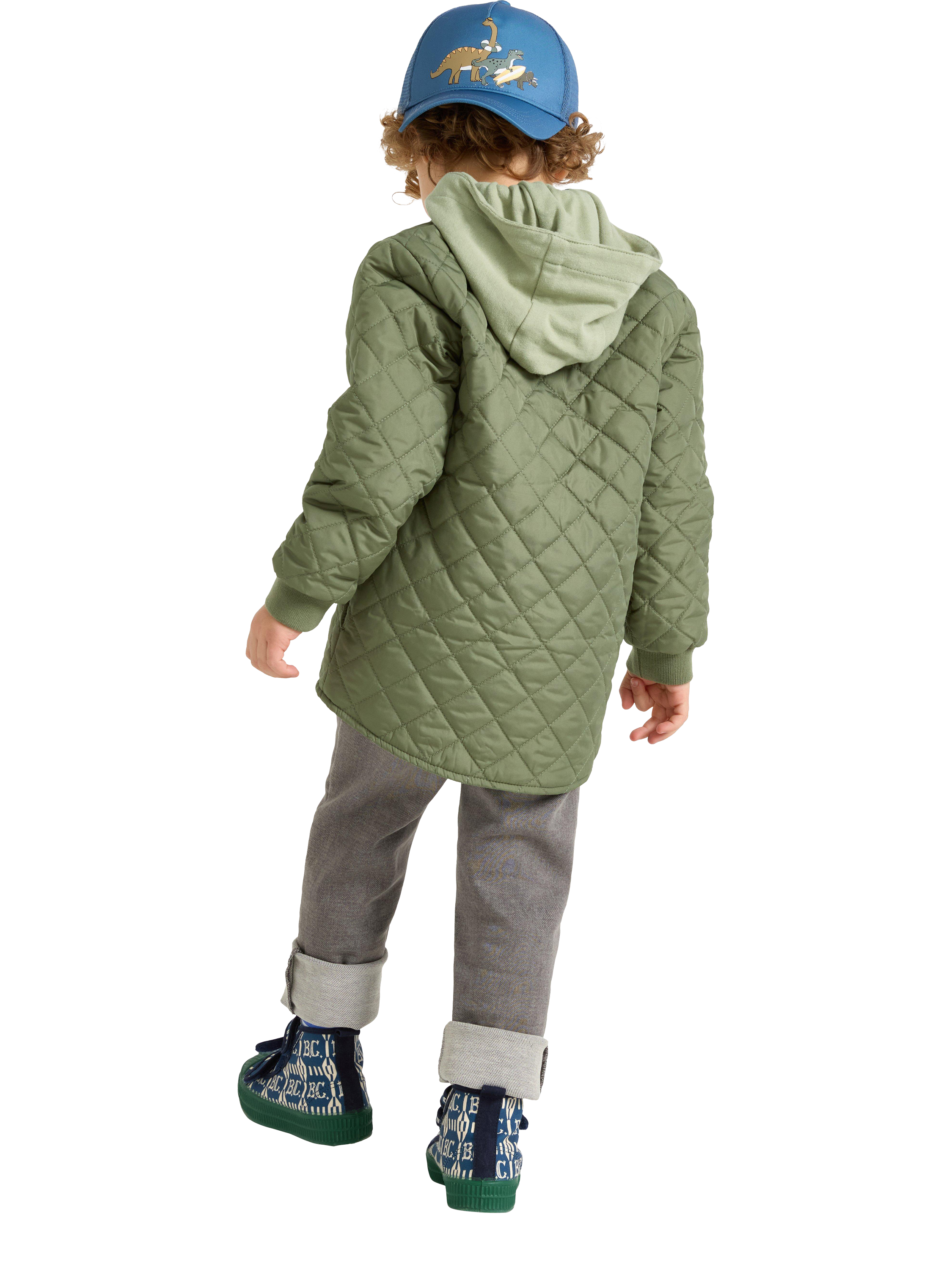Product image 2 of 6, which shows Lindex Kids' Quilted Hooded Jacket, Dark Khaki, 4-5 years