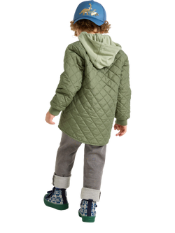 Lindex Kids' Quilted Hooded Jacket, Dark Khaki - view 2, Dark Khaki