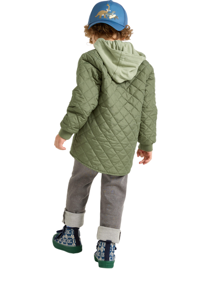 Lindex Kids' Quilted Hooded Jacket, Dark Khaki - view 2, Dark Khaki