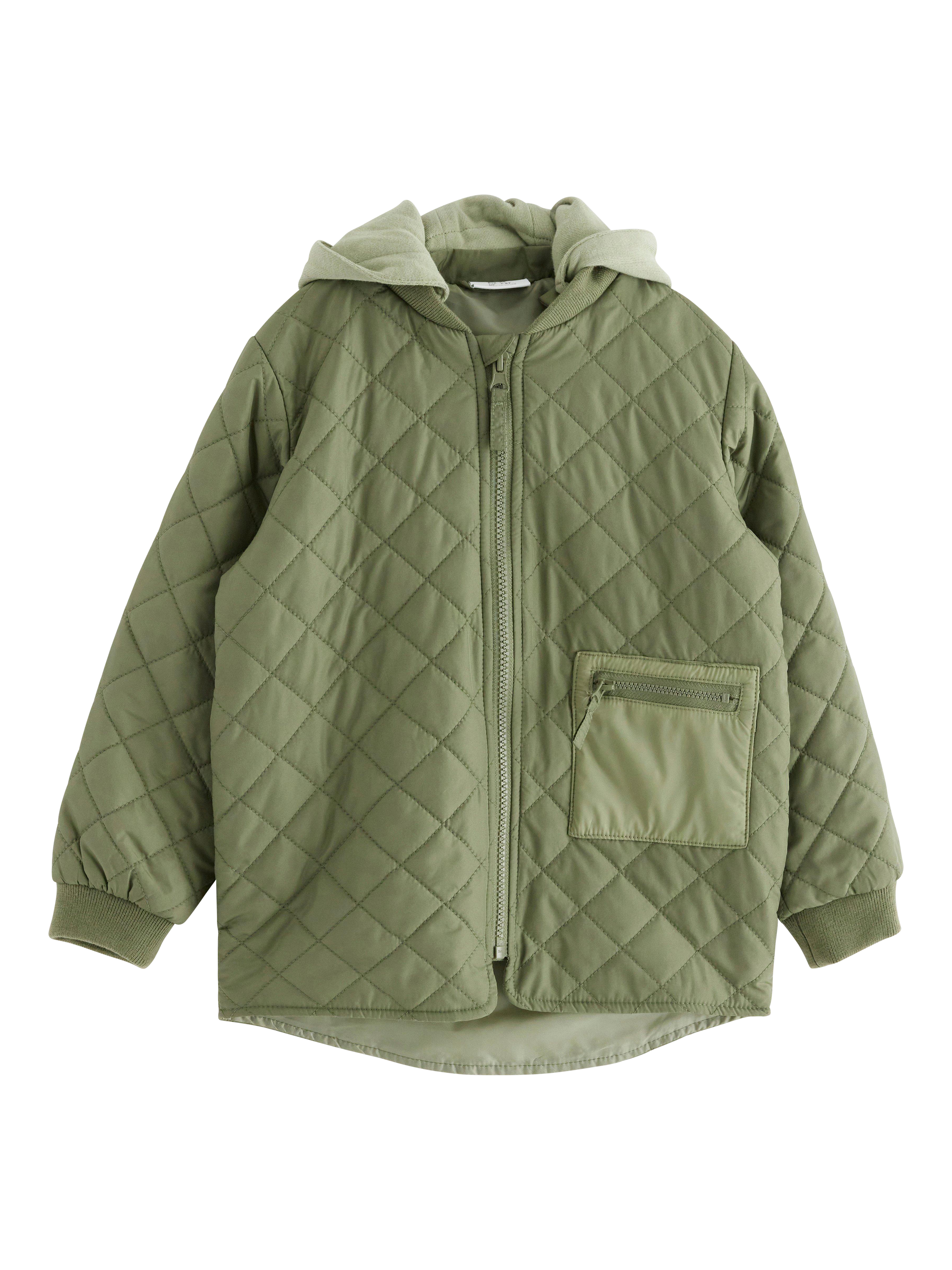 Product image 4 of 6, which shows Lindex Kids' Quilted Hooded Jacket, Dark Khaki, 4-5 years