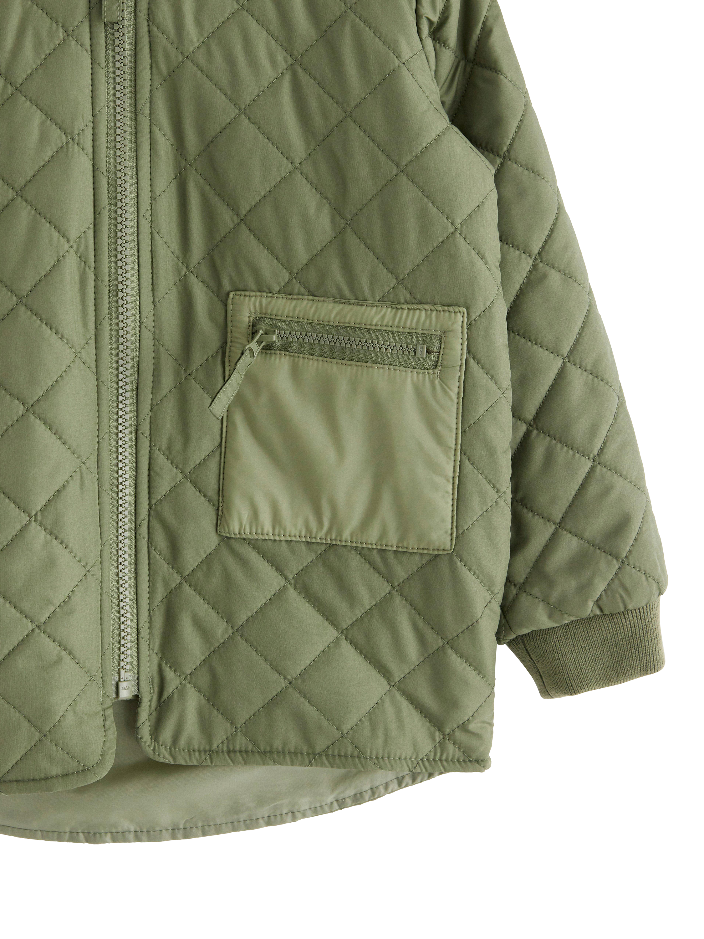 Product image 6 of 6, which shows Lindex Kids' Quilted Hooded Jacket, Dark Khaki, 4-5 years