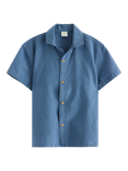 Lindex Kids' Cotton Linen Blend Short Sleeve Shirt, Dusty Blue