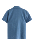 Lindex Kids' Cotton Linen Blend Short Sleeve Shirt, Dusty Blue