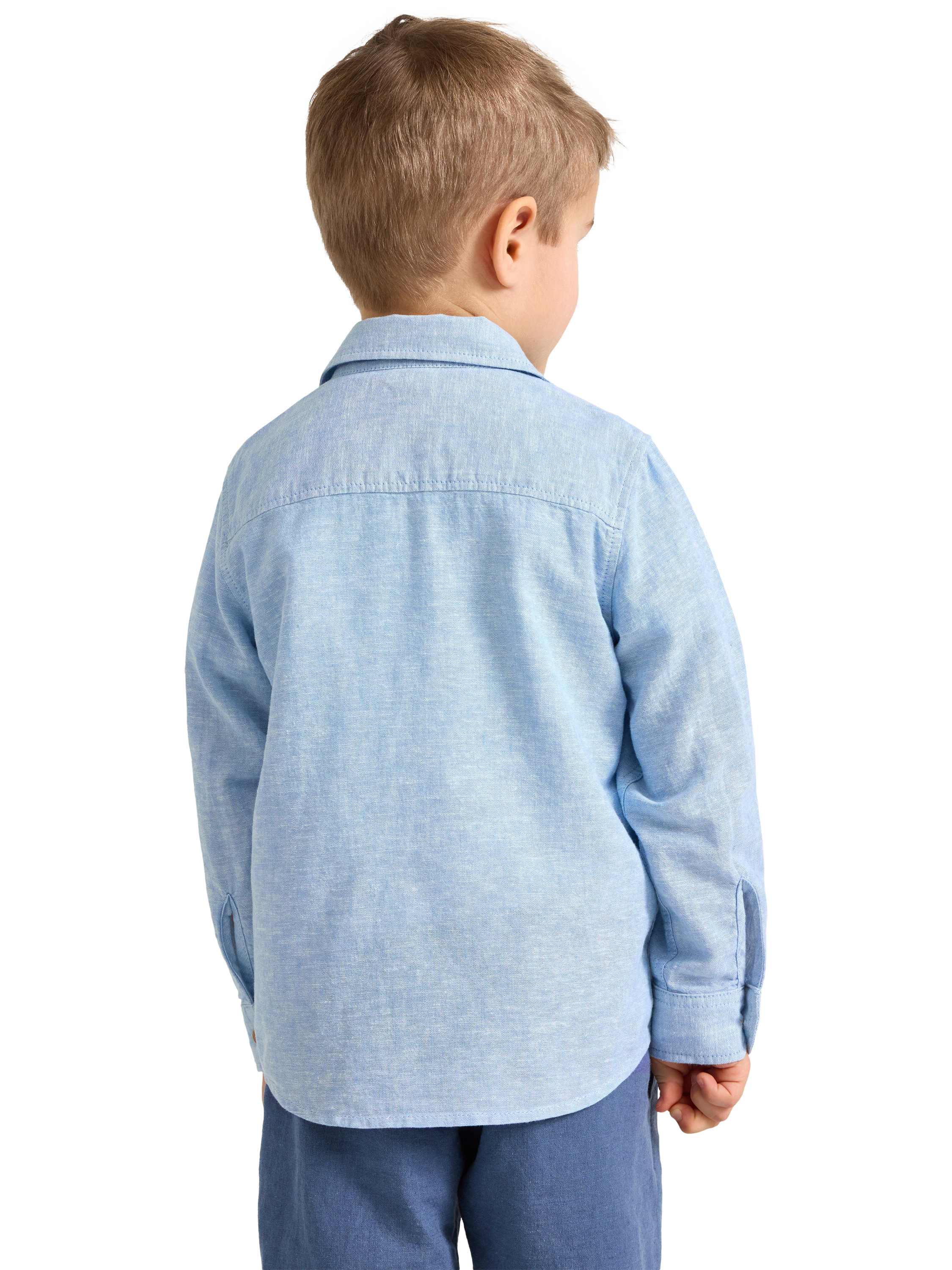 Product image 2 of 5, which shows Lindex Kids' Linen Blend Long Sleeve Shirt, Light Dusty Blue, 5-6 years