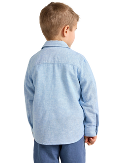 Lindex Kids' Linen Blend Long Sleeve Shirt - view 2, Light Dusty Blue