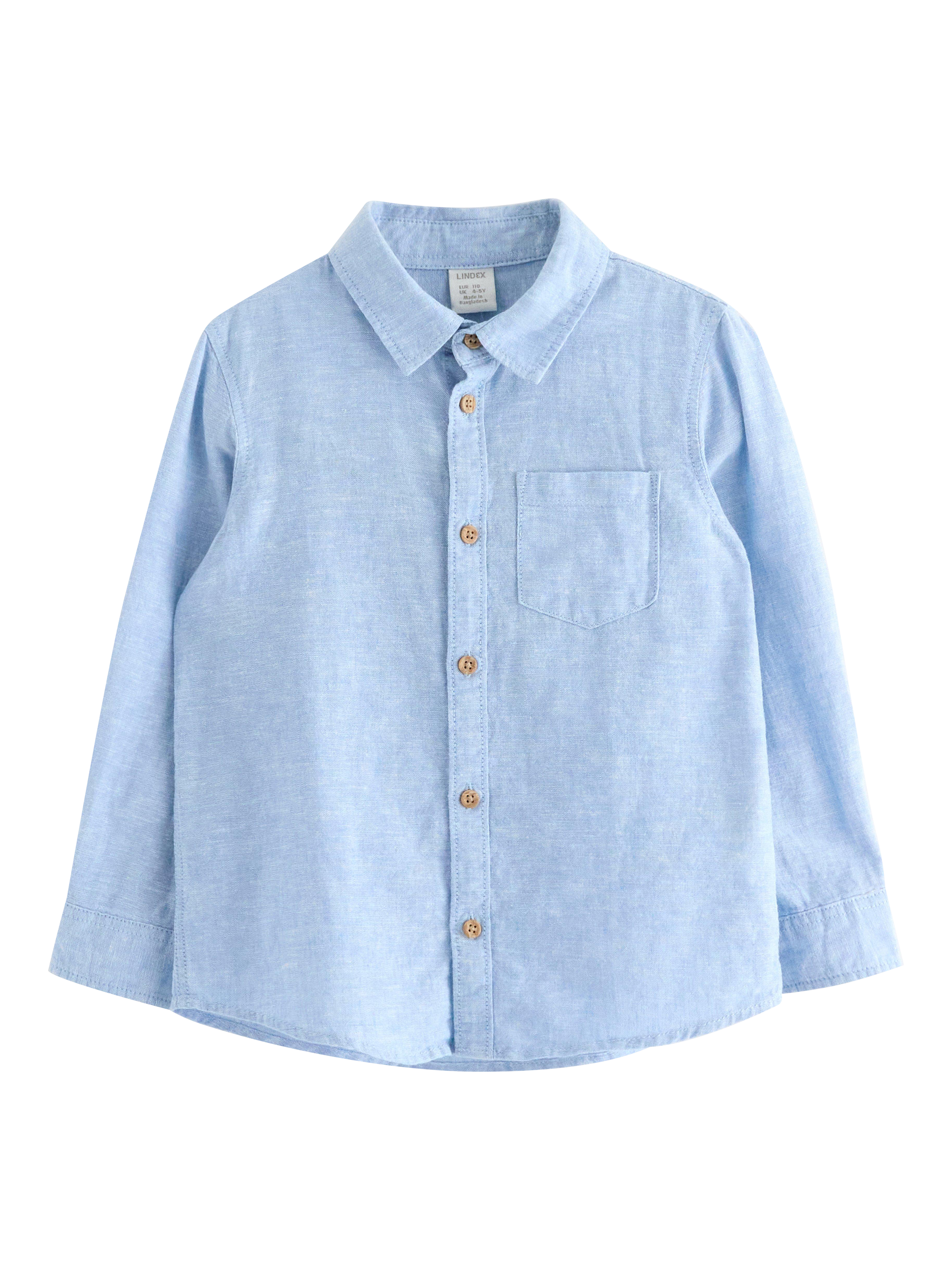 Product image 3 of 5, which shows Lindex Kids' Linen Blend Long Sleeve Shirt, Light Dusty Blue, 5-6 years