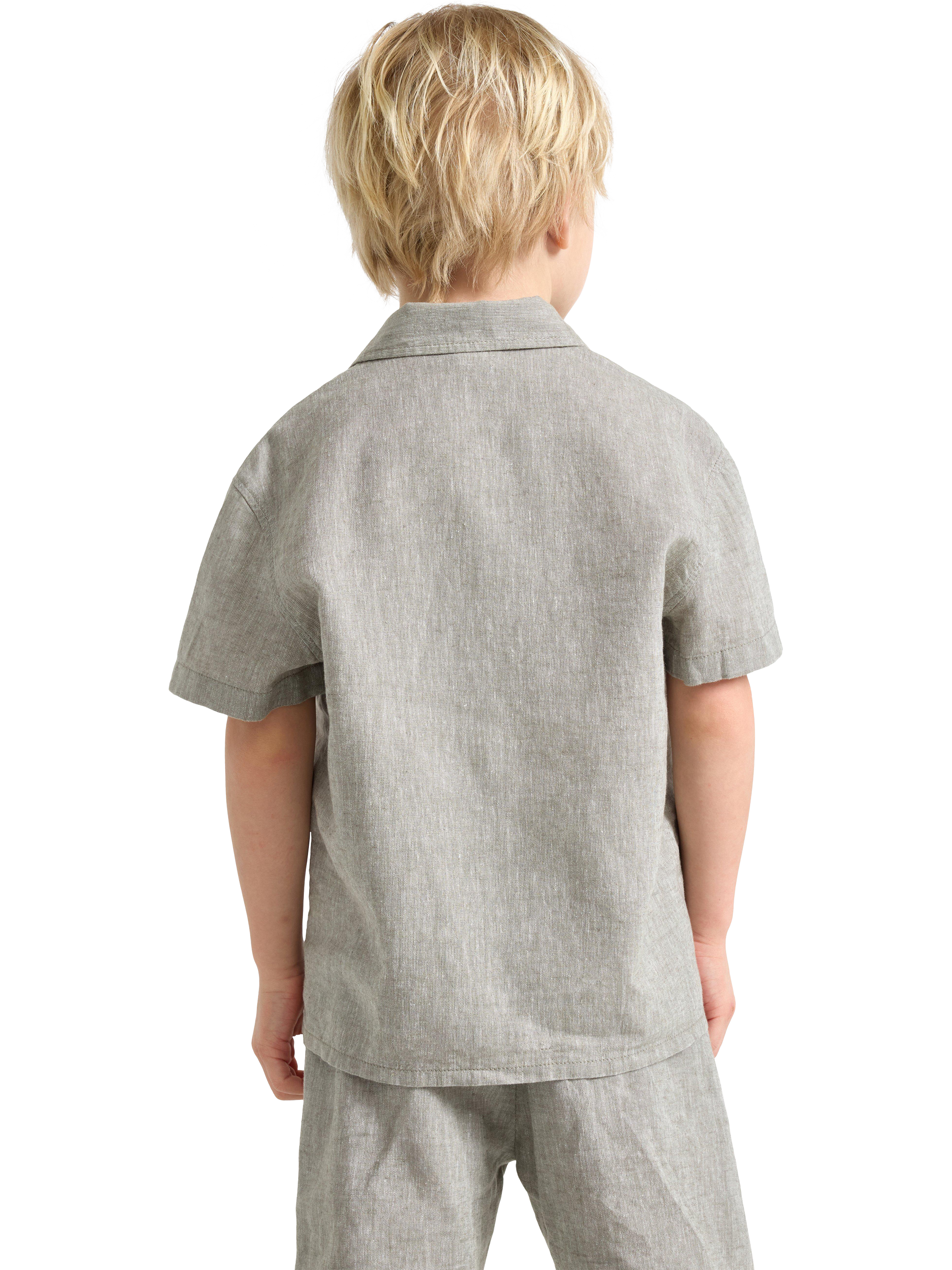 Product image 2 of 6, which shows Lindex Kids' Linen Cotton Blend Short Sleeve Shirt, Dusty Green, 2-4 years