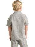 Lindex Kids' Linen Cotton Blend Short Sleeve Shirt, Dusty Green