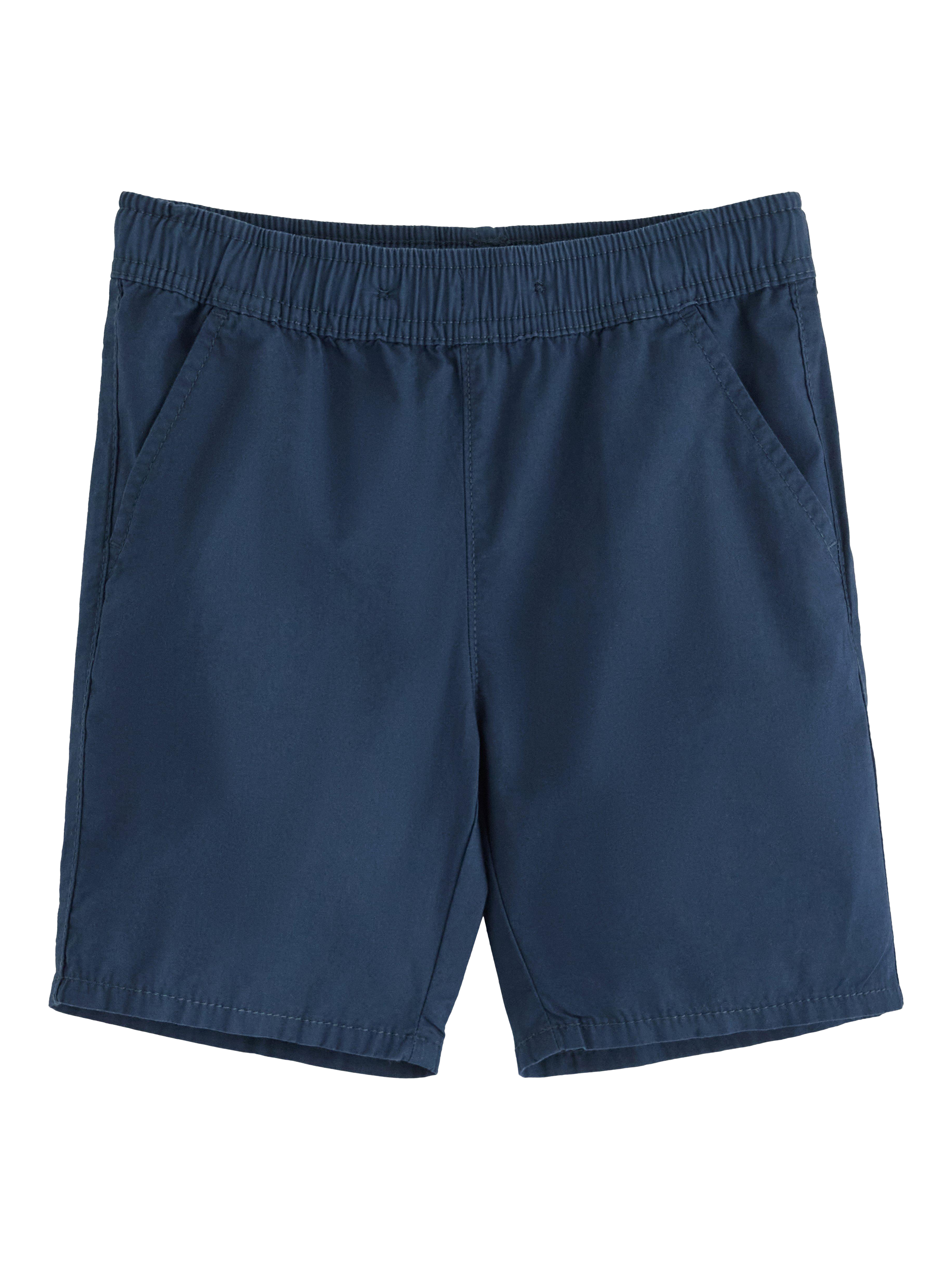 Product image 1 of 3, which shows Lindex Kids' Cotton Poplin Elasticated Casual Shorts, Dark Blue, 8-9 years