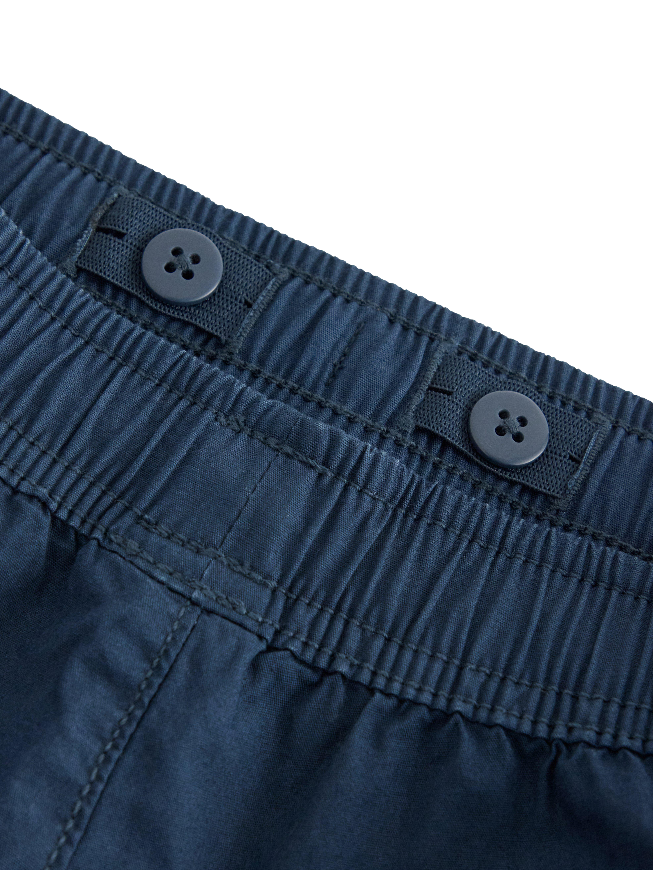 Product image 3 of 3, which shows Lindex Kids' Cotton Poplin Elasticated Casual Shorts, Dark Blue, 8-9 years