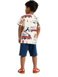 Lindex Kids' Vehicle Print Jersey Shorts, Dark Blue