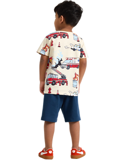 Lindex Kids' Vehicle Print Jersey Shorts, Dark Blue - view 2, Dark Blue