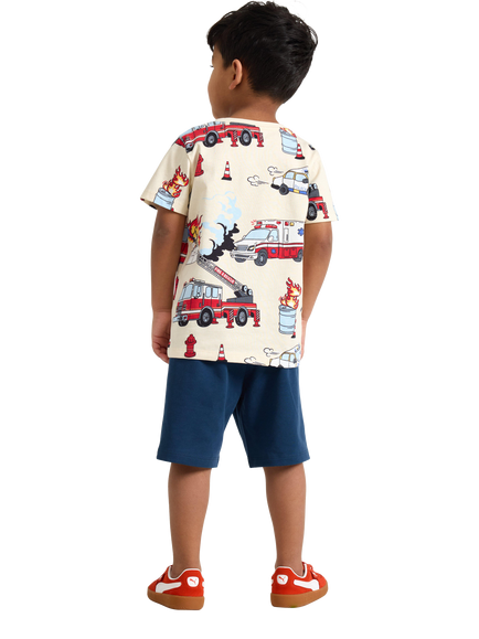 Lindex Kids' Vehicle Print Jersey Shorts, Dark Blue - view 2, Dark Blue