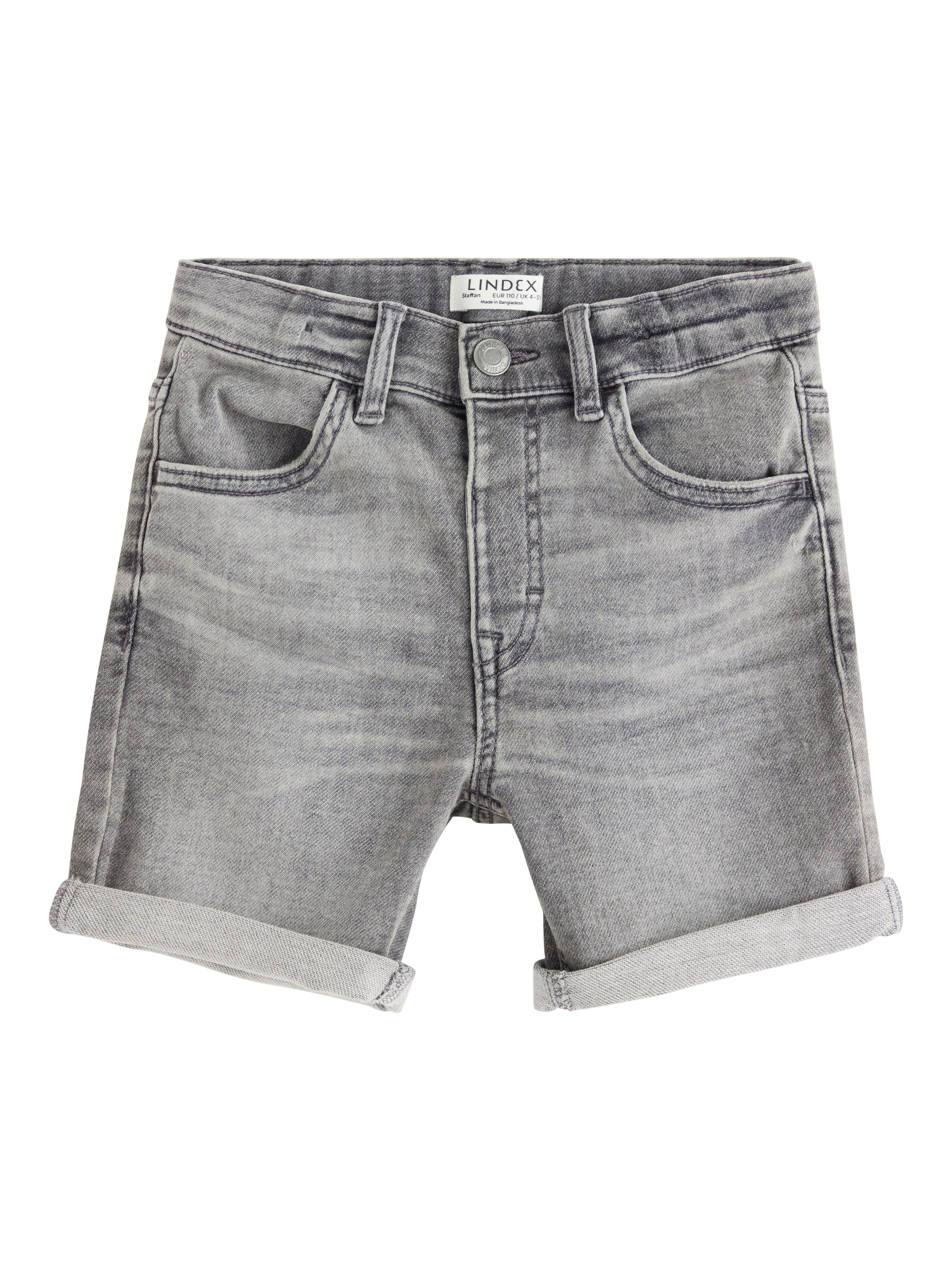 Product image 1 of 3, which shows Lindex Kids' Cotton Denim Shorts, Grey, 2-3 years