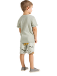 Lindex Kids' Cotton Jersey Dinosaur Print Shorts, Light Dusty Green