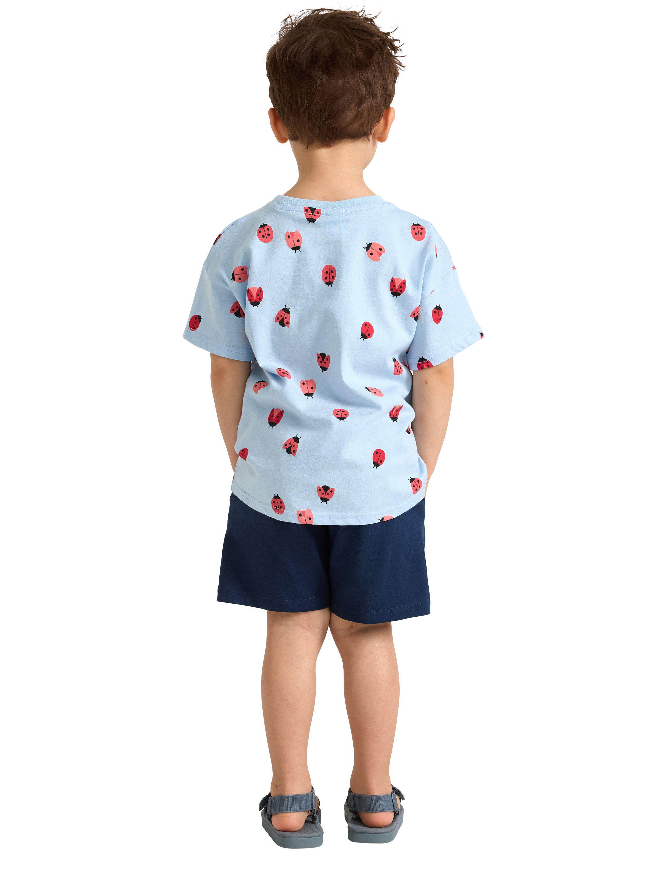 Product image 2 of 6, which shows Lindex Kids' Cotton Slub Jersey Shorts, Dark Blue, 4-6 years
