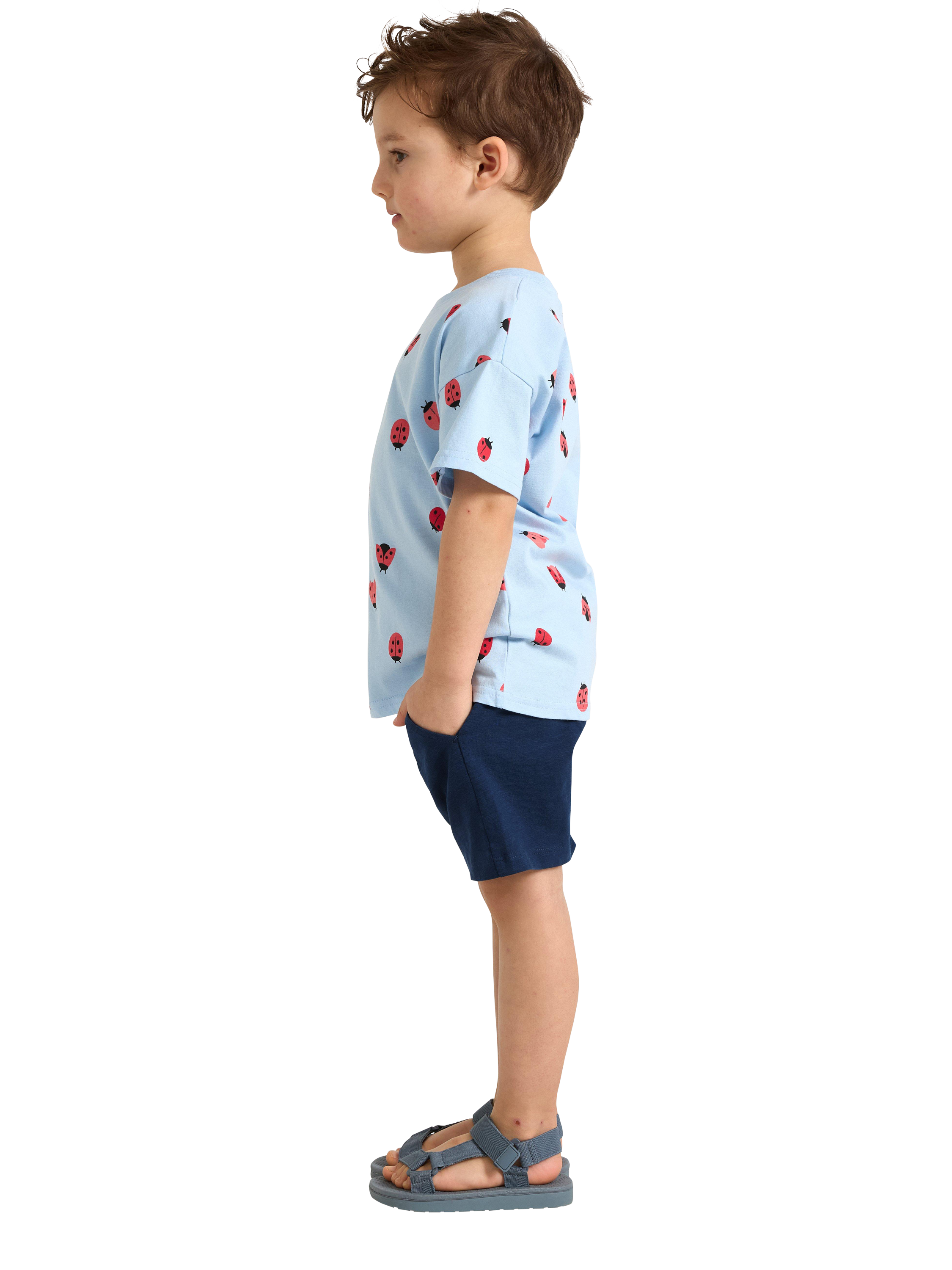 Product image 3 of 6, which shows Lindex Kids' Cotton Slub Jersey Shorts, Dark Blue, 4-6 years