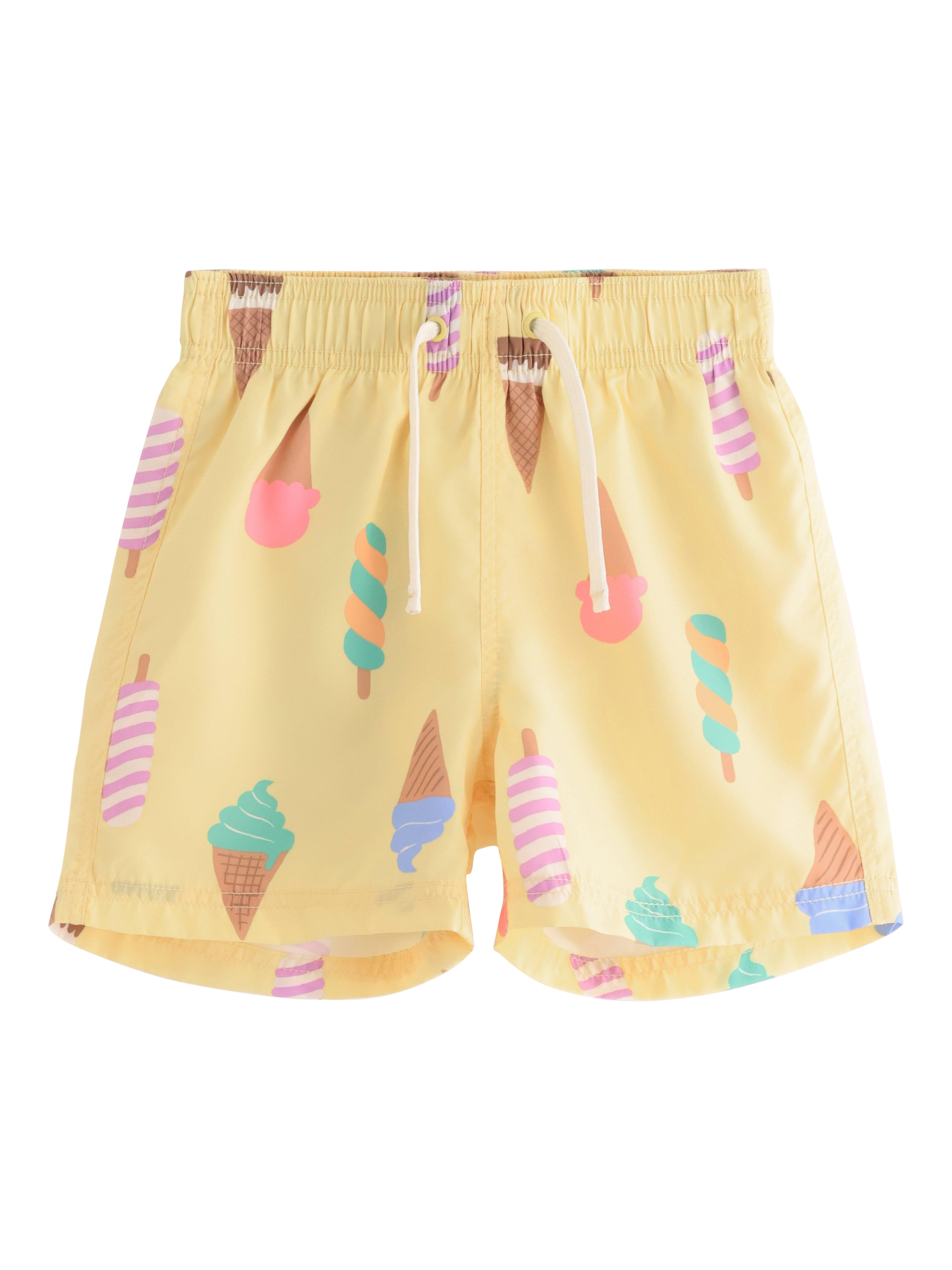 Product image 1 of 3, which shows Lindex Kids' Ice Cream Swim Shorts, Light Yellow, 2-4 years