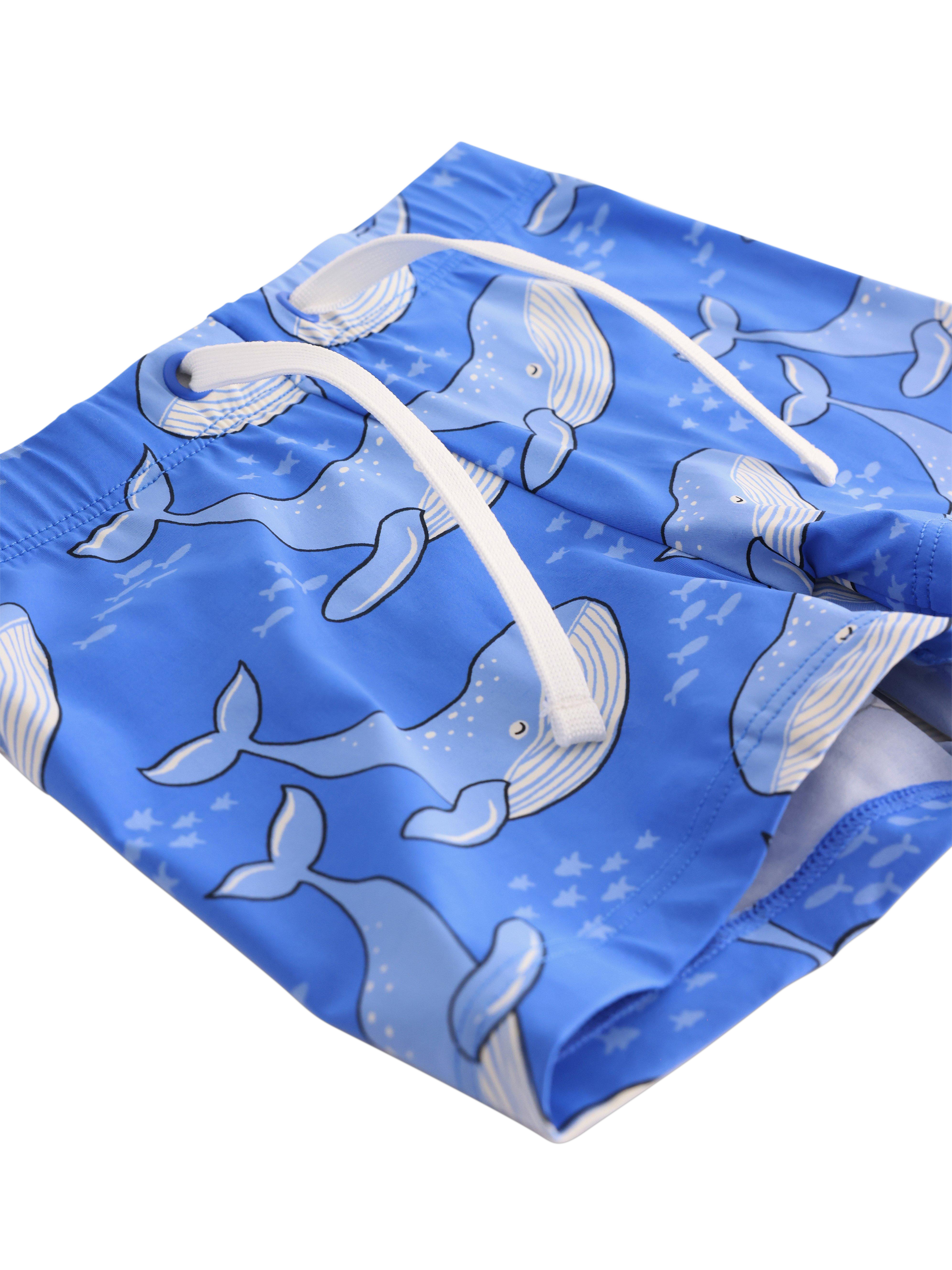 Product image 3 of 3, which shows Lindex Kids' Whale Swim Shorts, Blue, 2-4 years