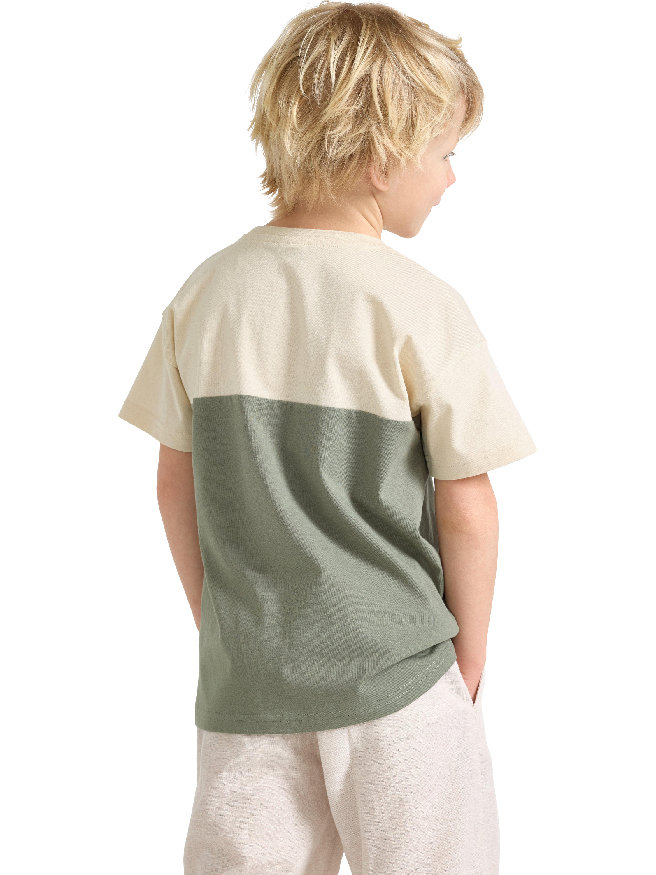 Product image 2 of 5, which shows Lindex Kids' Pure Cotton Crew Neck T-Shirt, Dusty Green, 6-8 years