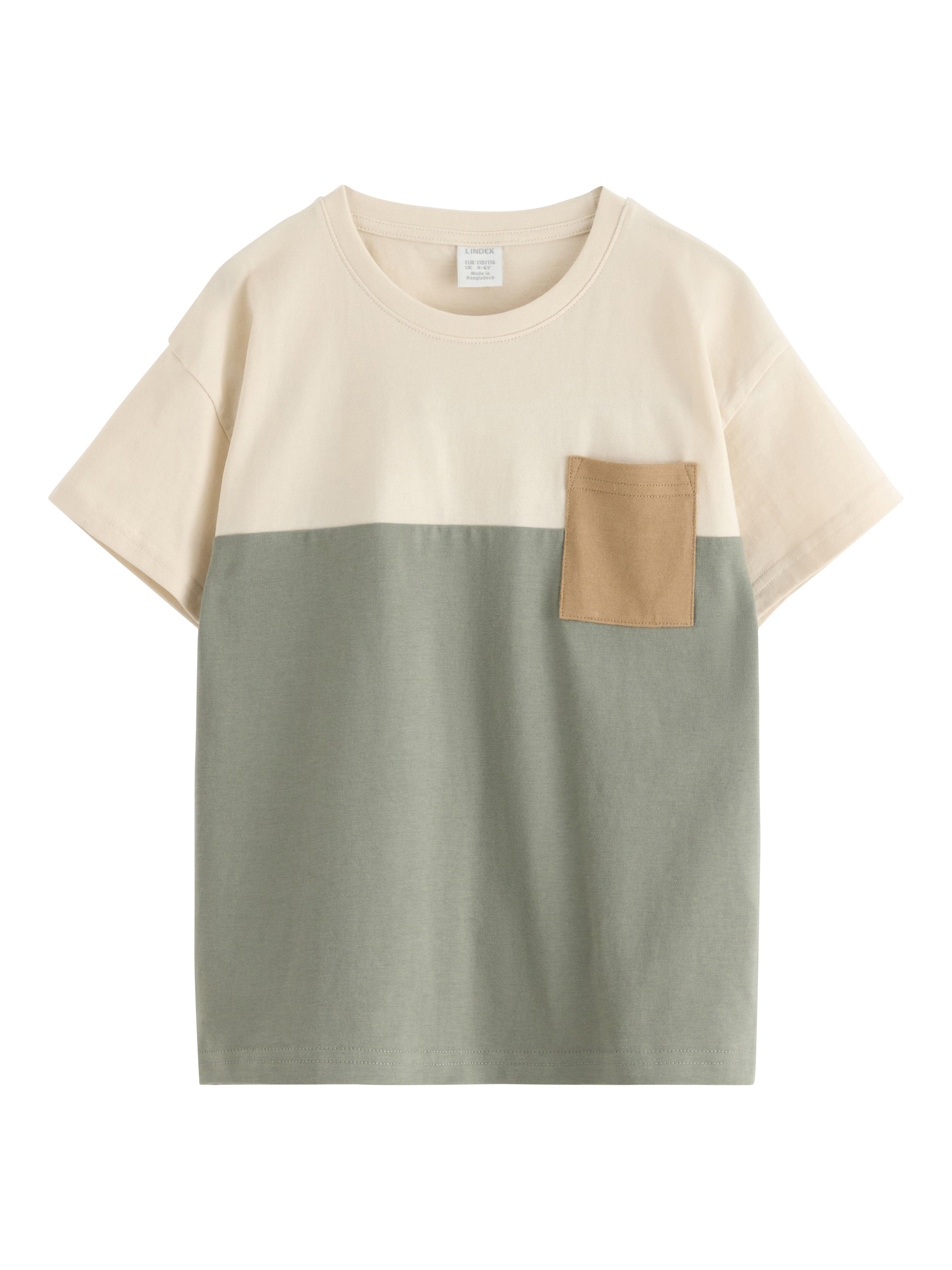 Product image 3 of 5, which shows Lindex Kids' Pure Cotton Crew Neck T-Shirt, Dusty Green, 6-8 years