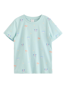 Lindex Kids' Pure Cotton Crew Neck T-Shirt, Light Dusty Turquois