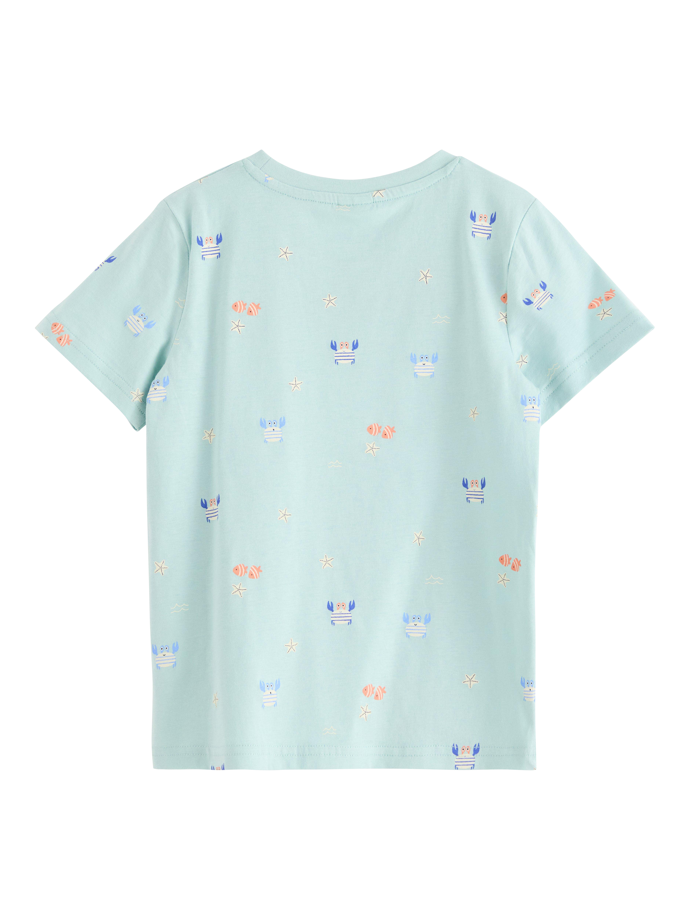 Product image 2 of 3, which shows Lindex Kids' Pure Cotton Crew Neck T-Shirt, Light Dusty Turquois, 2-4 years