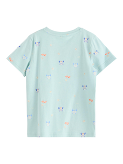 Lindex Kids' Pure Cotton Crew Neck T-Shirt - view 2, Light Dusty Turquois