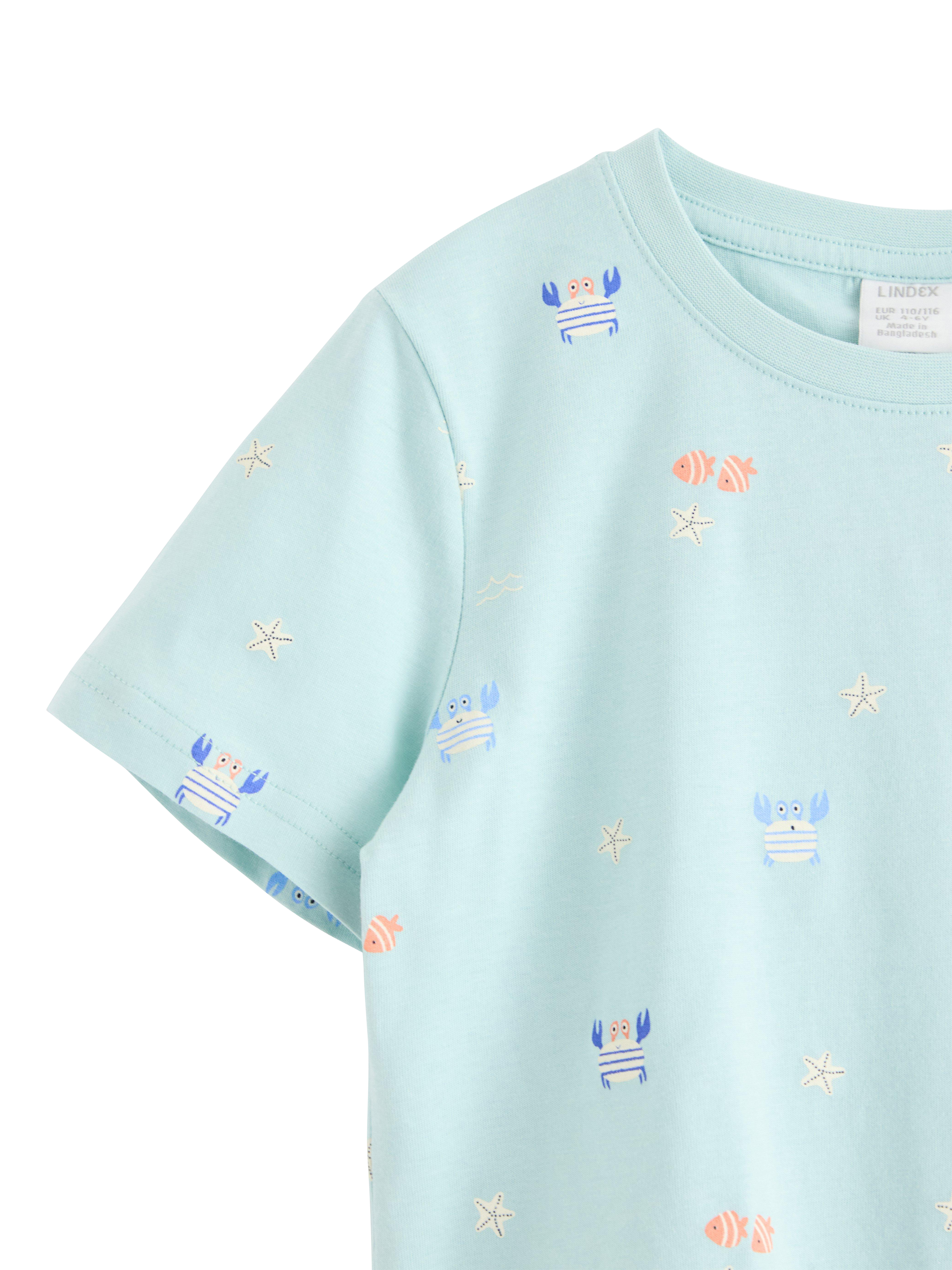 Product image 3 of 3, which shows Lindex Kids' Pure Cotton Crew Neck T-Shirt, Light Dusty Turquois, 2-4 years