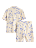 Lindex Kids' Cotton Resort Print Shirt & Shorts Set, Light Beige