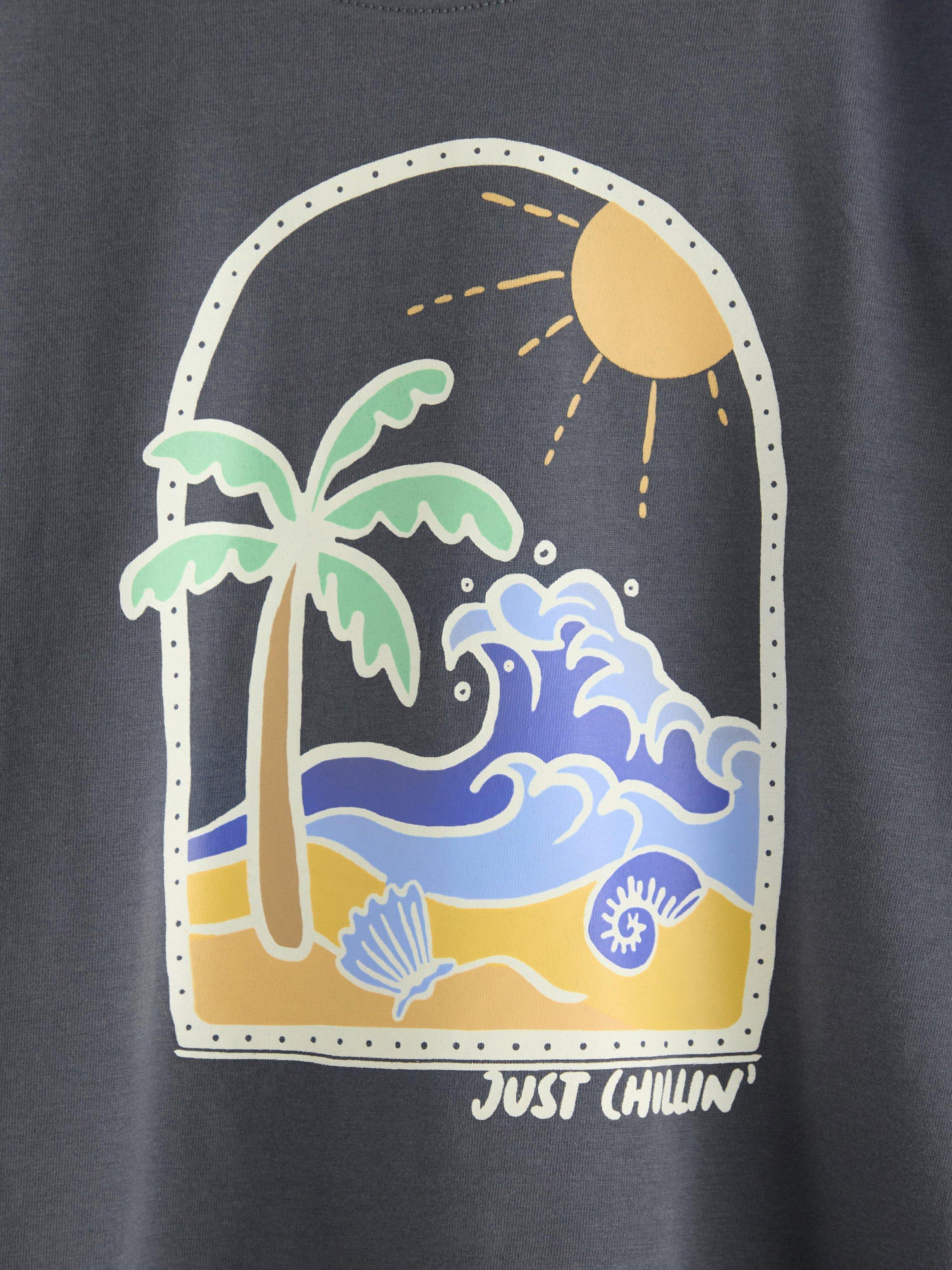 Product image 3 of 3, which shows Lindex Kids' Cotton Just Chillin' Short Sleeve T-Shirt, Dark Grey, 2-4 years