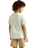 Lindex Kids' Cotton Dinosaur Print Short Sleeve T-Shirt, Light Dusty Green