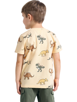 Lindex Kids' Short Sleeve Dino Print T-Shirt - view 2, Light Dusty Yellow