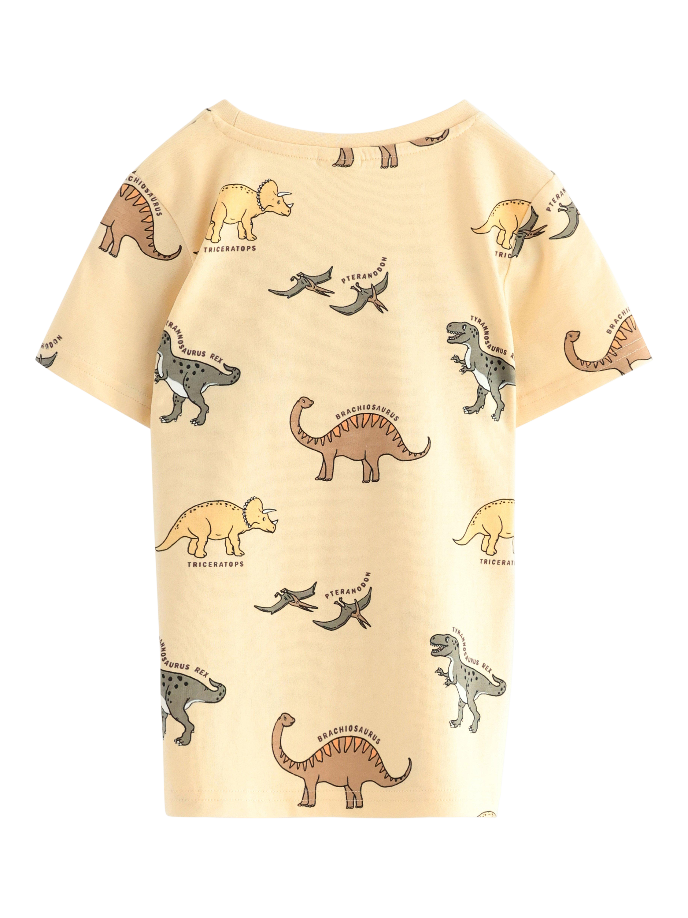 Product image 5 of 6, which shows Lindex Kids' Short Sleeve Dino Print T-Shirt, Light Dusty Yellow, 18-24 months