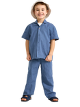 Lindex Kids' Linen Blend Trousers, Dusty Blue